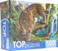 Рыжий кот. TOPpuzzle. Пазлы 500 эл. арт.6813 Леопард у водопада